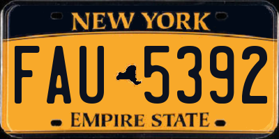 NY license plate FAU5392