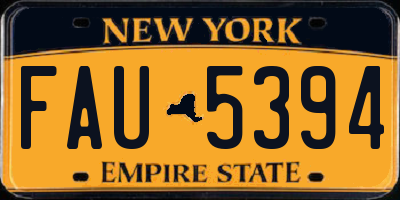 NY license plate FAU5394