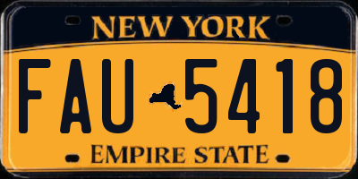 NY license plate FAU5418