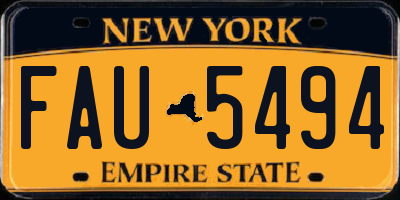 NY license plate FAU5494