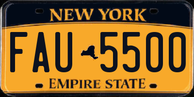 NY license plate FAU5500