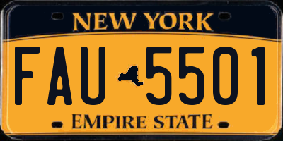 NY license plate FAU5501