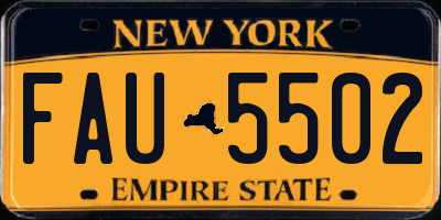 NY license plate FAU5502