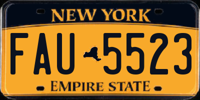 NY license plate FAU5523