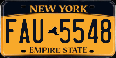 NY license plate FAU5548