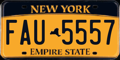 NY license plate FAU5557