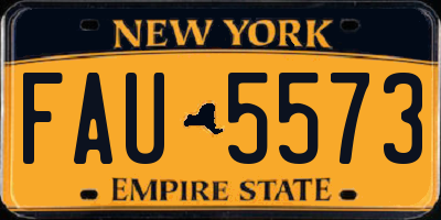 NY license plate FAU5573