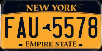 NY license plate FAU5578