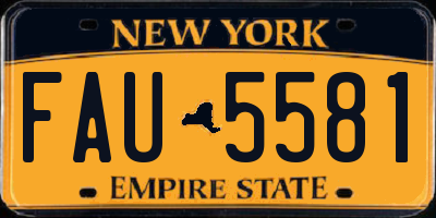 NY license plate FAU5581