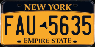 NY license plate FAU5635