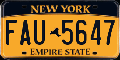 NY license plate FAU5647
