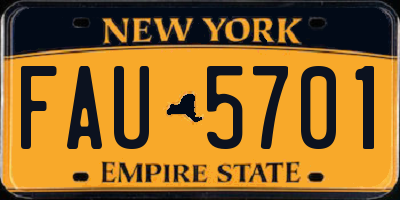 NY license plate FAU5701