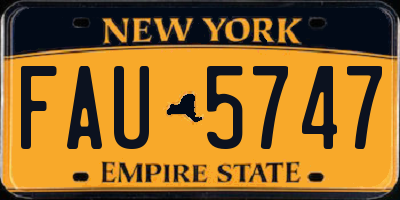 NY license plate FAU5747