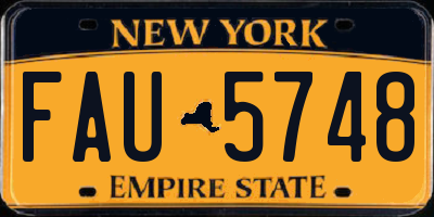 NY license plate FAU5748