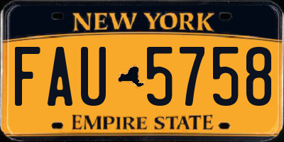 NY license plate FAU5758