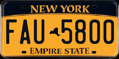 NY license plate FAU5800