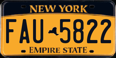 NY license plate FAU5822