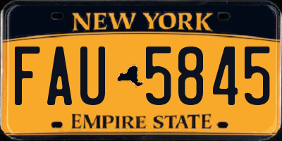 NY license plate FAU5845