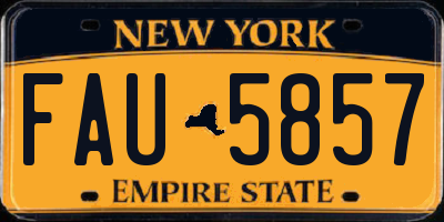 NY license plate FAU5857