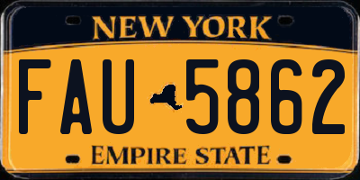 NY license plate FAU5862