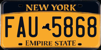 NY license plate FAU5868