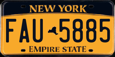 NY license plate FAU5885