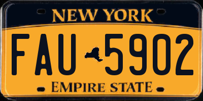 NY license plate FAU5902