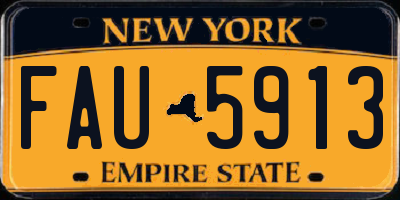 NY license plate FAU5913