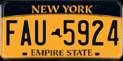 NY license plate FAU5924