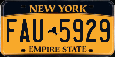 NY license plate FAU5929