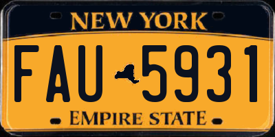 NY license plate FAU5931