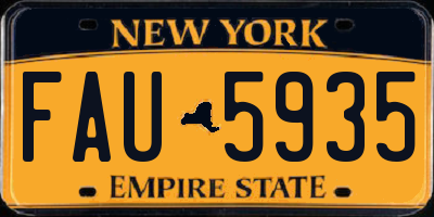 NY license plate FAU5935