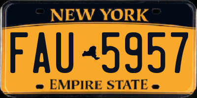 NY license plate FAU5957