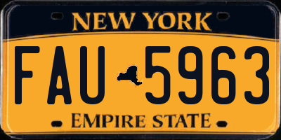 NY license plate FAU5963