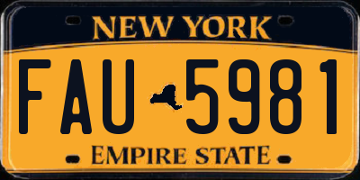 NY license plate FAU5981