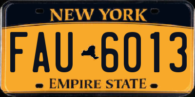 NY license plate FAU6013