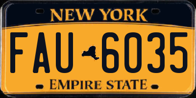 NY license plate FAU6035