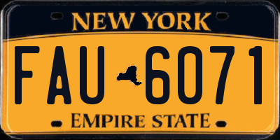 NY license plate FAU6071