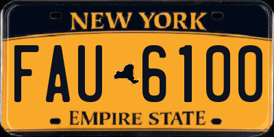 NY license plate FAU6100