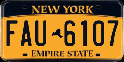 NY license plate FAU6107