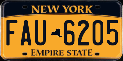 NY license plate FAU6205