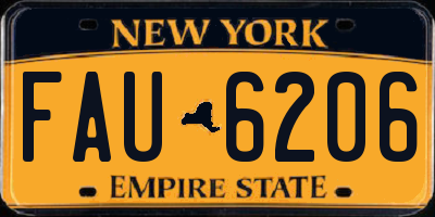 NY license plate FAU6206