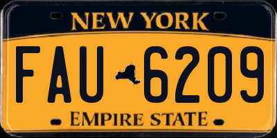 NY license plate FAU6209