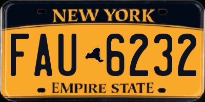 NY license plate FAU6232