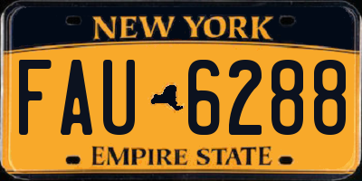 NY license plate FAU6288