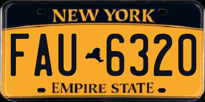 NY license plate FAU6320