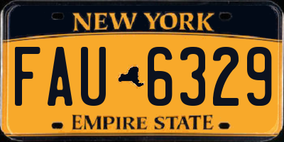 NY license plate FAU6329