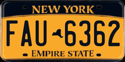 NY license plate FAU6362