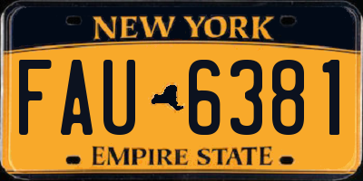 NY license plate FAU6381