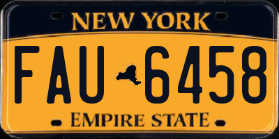 NY license plate FAU6458